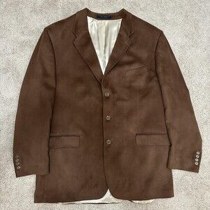 Joseph & Feiss Blazer Mens 48 Tall Brown 3 Button Sport Coat Jacket Microsuede